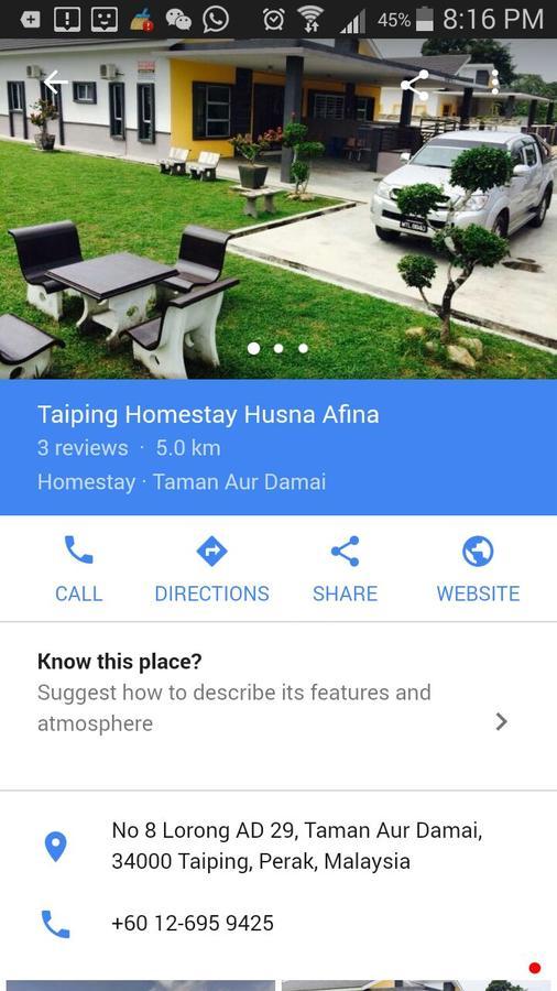 Taiping Homestay Husna Afina المظهر الخارجي الصورة